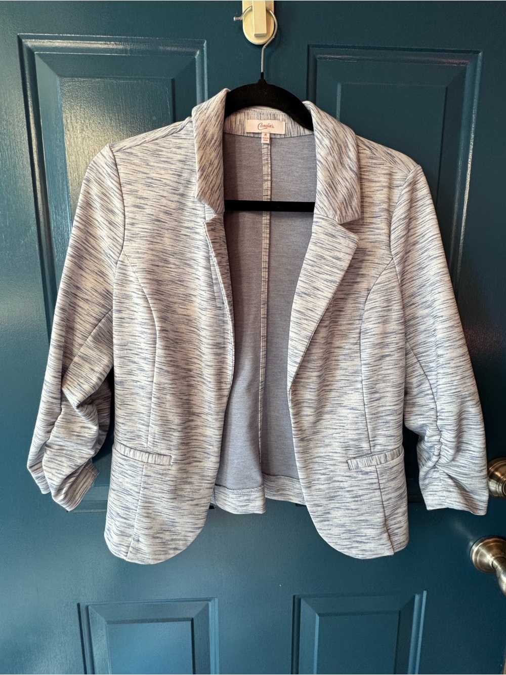 Candie's Heathered Blue Open Front Blazer Jacket